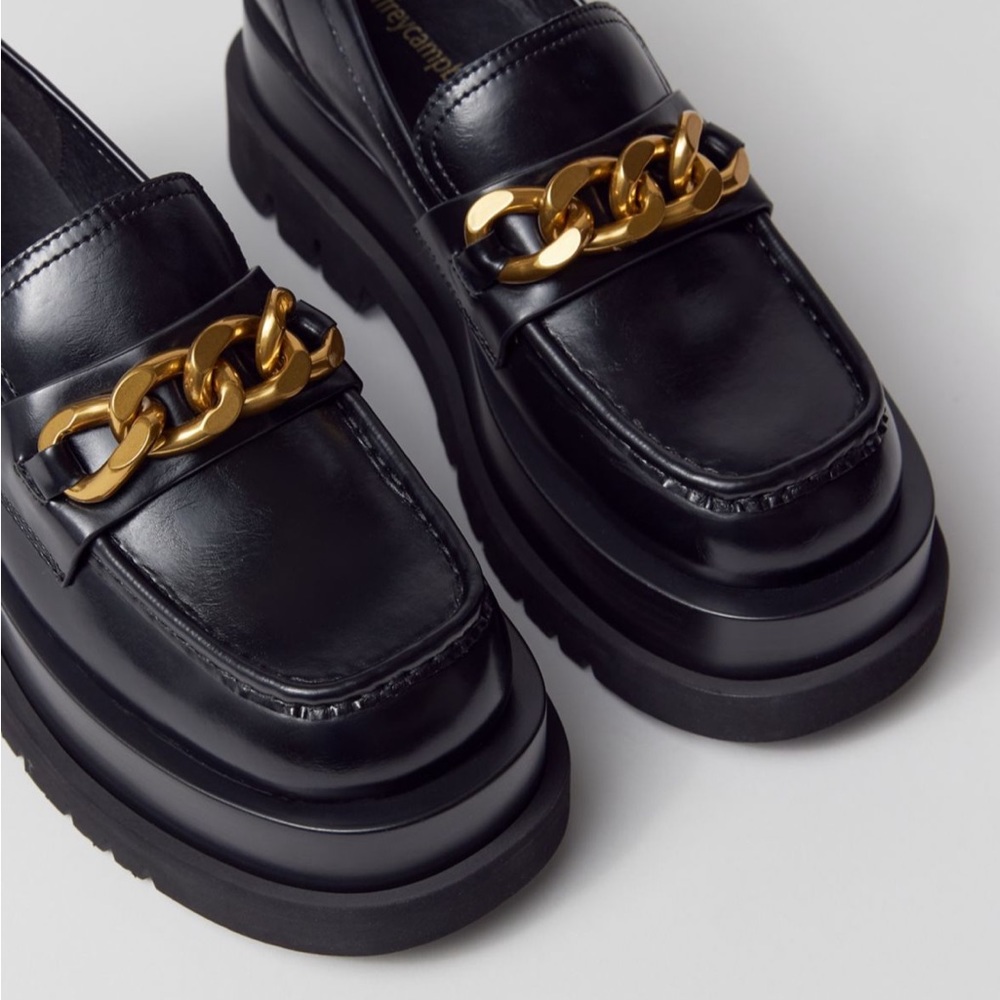 Jeffrey Campbell Recess Platform Loafer Women 7.5 Black/Gold LIKE NEW